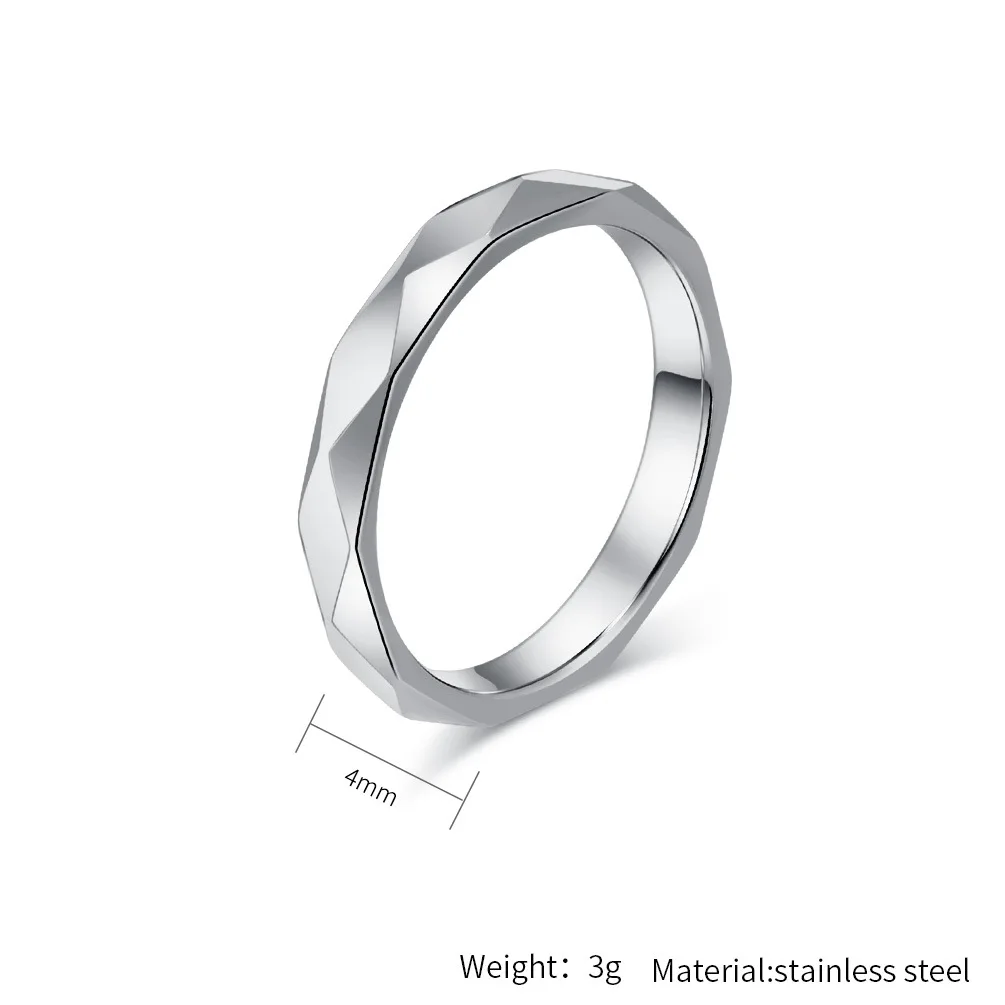 New Classic 4MM Stainless Steel Ring for Women Men Silver/Gold/Black Color Ring Unisex Jewelry