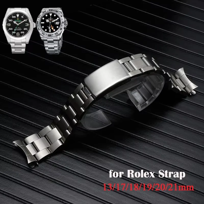 Edelstahl-Armband für Rolex Water Ghost Oyster Herren-Sportarmband, gebogenes Ende, Metallband, 17 mm, 18 mm, 19 mm, 20 mm, 21 mm