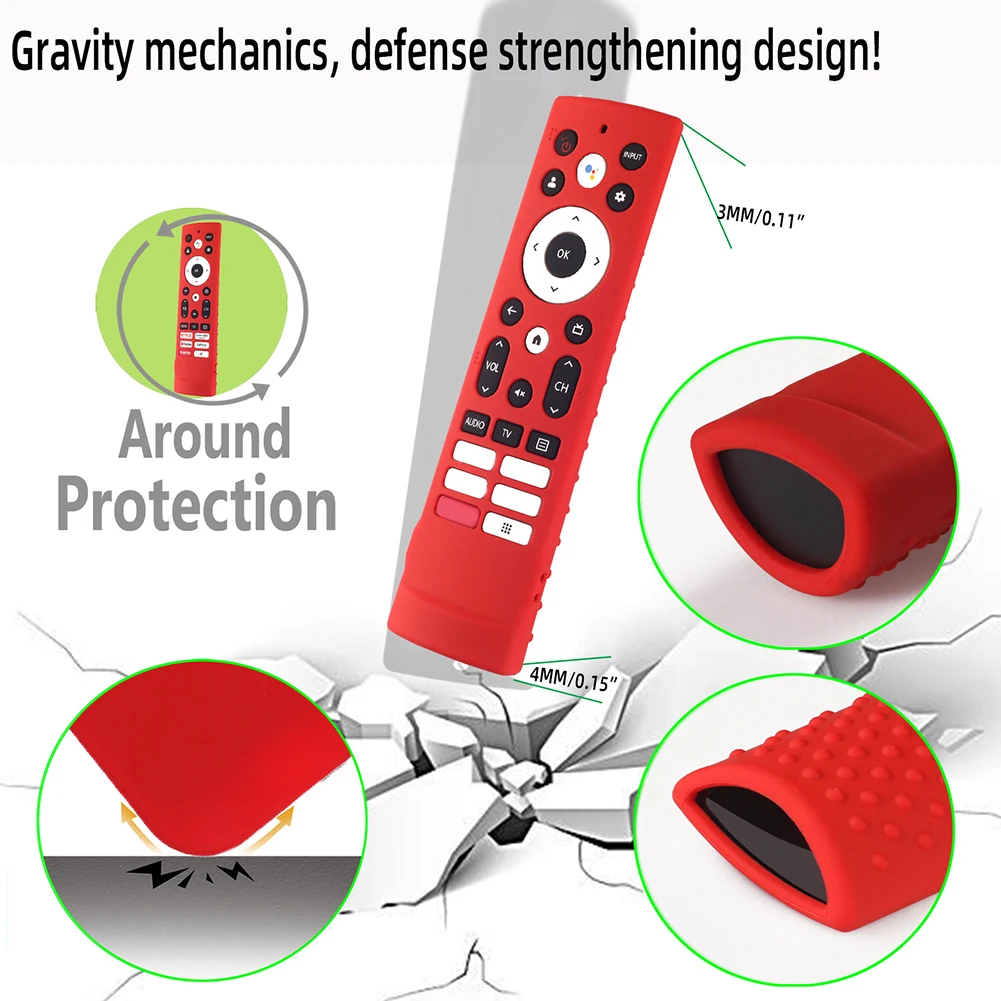 Capa protetora de silicone para hisense voz remoto erf3v90h smart tv à prova de choque capa manga com remoção cordão casos remotos