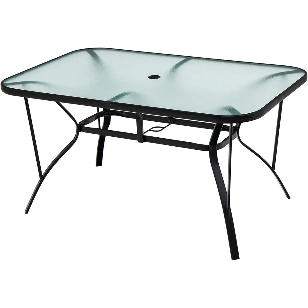 

Уличный обеденный гарнитур на 6 персон со столешницей из стекла 55 см и отверстием для зонта, для патио, у бассейна или на балконе