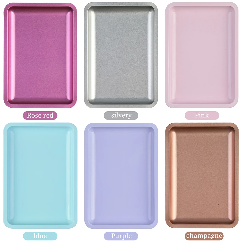 

Stainless Steel Multifunctional Desktop Nail Tray Quadrate Colorful Nail Storage Tools Tray Nail Art Cosmetics Nails Dish Tools