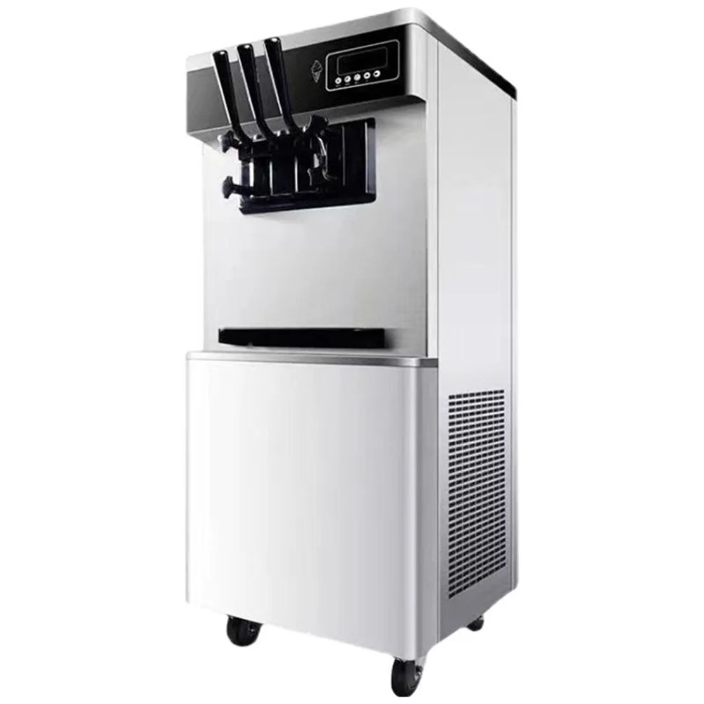 Commercial Soft Ice Cream Machine 3 Flavors 5.5 8.2 Gallon Per Hour PreCooling Night Auto Clean LCD Panel Energy Star Certified