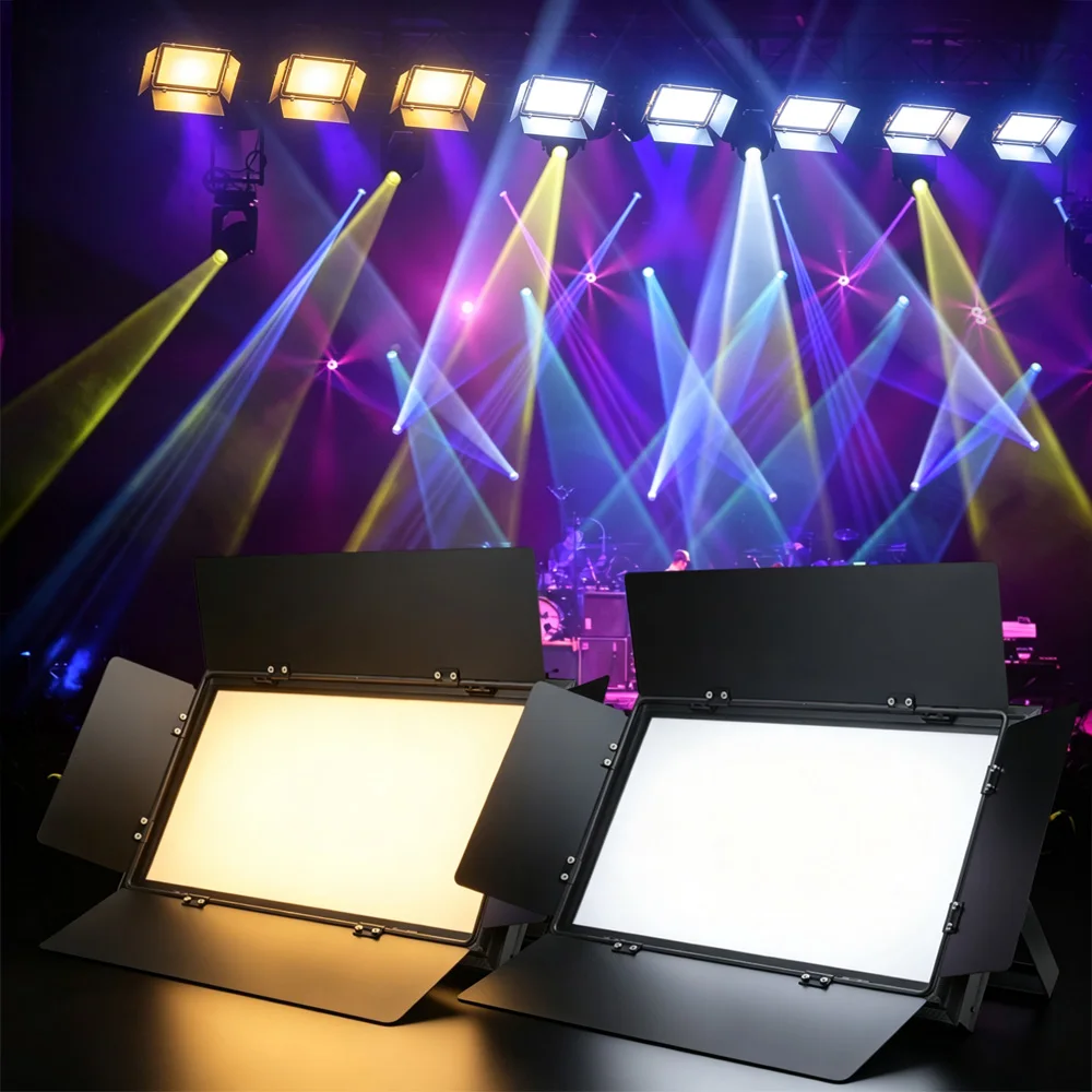 DMX512 Remote Control LED Studio Panel Light 4‑Leaf Barn Door Bi‑Color 3200‑6200K CRI95+ Conference TV Studio Stage Soft Light