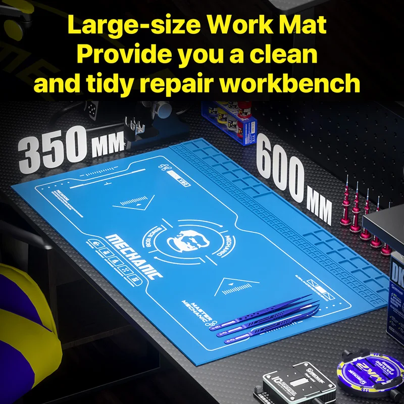 MECHANIC V80 Large Silicone Work Mat Waterproof Heat Insulation Storage Groove Design for Phone Circuit Board Repair Tools