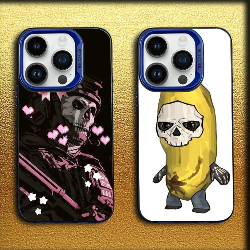 

C- COD Call Of D-Duty Ghost Phone Case For iPhone 16,15,14,13,12,11,Mini,Pro,SE,MAX Blue Matte Silicone Cover