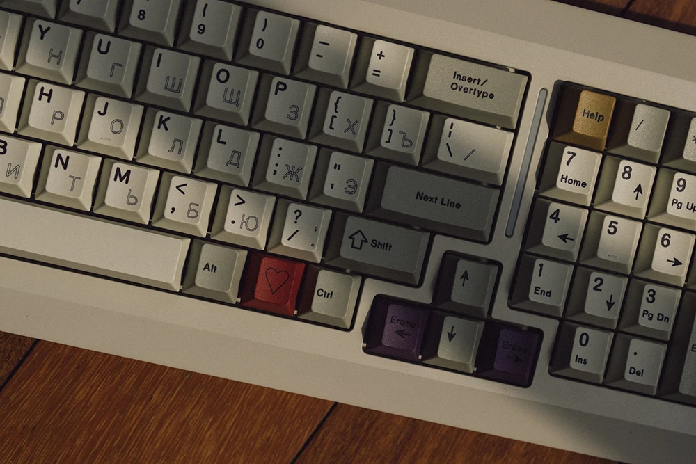 Keebox Olivetti German Keycaps Hollow Russian Keycaps Cyrillic Cherry Profile PBT Dye Sub Retro Mechanical Keyboard Keycaps