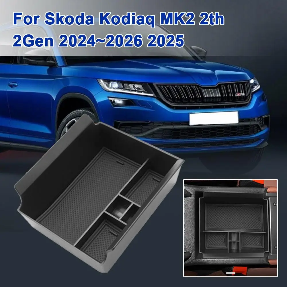

For Skoda Kodiaq MK2 2th 2Gen 2024~2026 2025 Car Armrest Interior Auto Box Organizer Storage accessories Accessories Tray W6B7