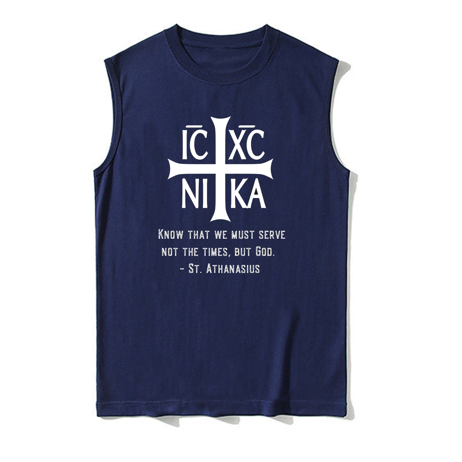 Christian IC XC NIKA Cross Inscriptions Eastern Orthodox Vests New 100% Cotton O-Neck Tanktops Casual Mens Sleeveless T-shirt