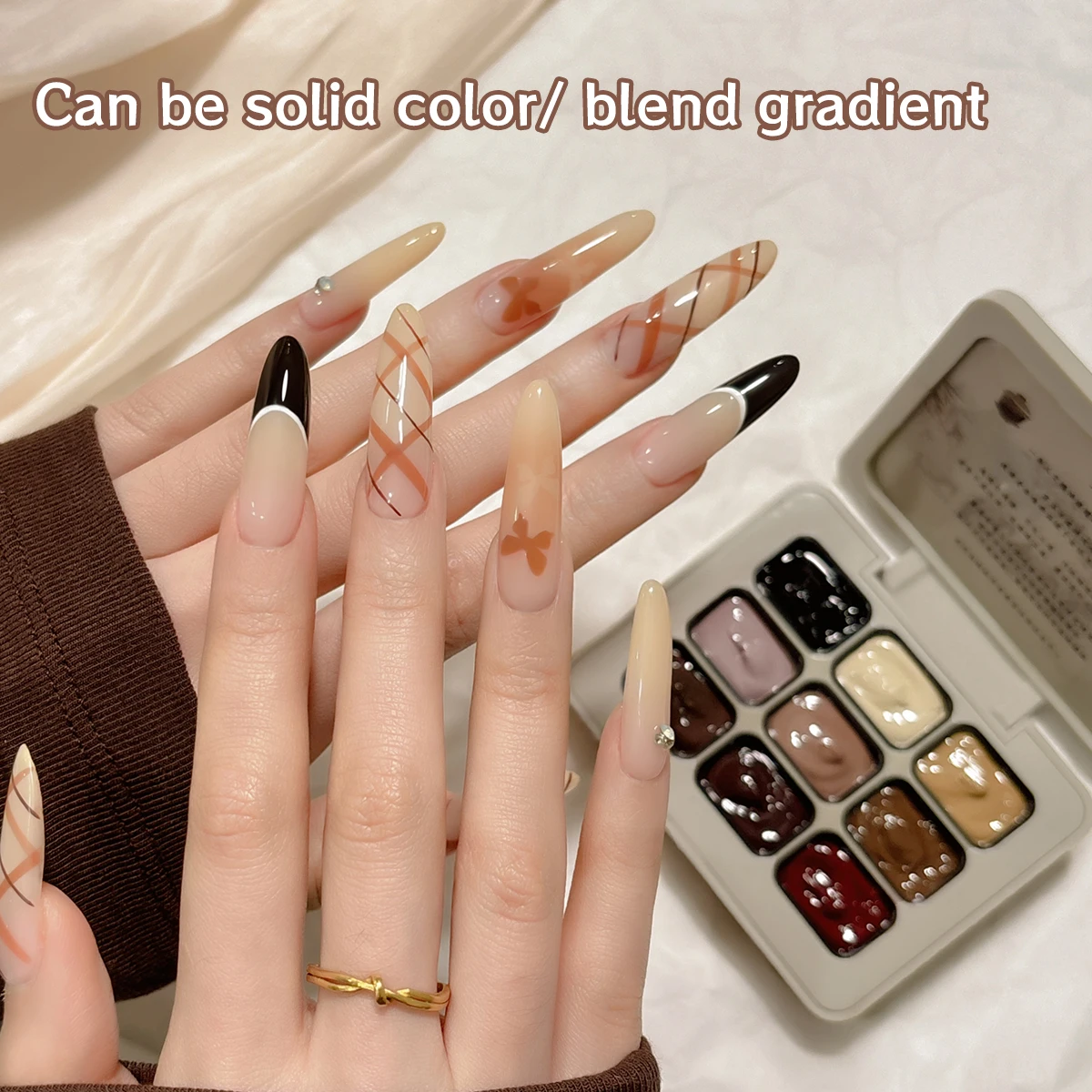 MORDDA 9-colors The new Tea Horse Ancient Road patter glue smudges canned high saturation popular semi-solid nail polish glue