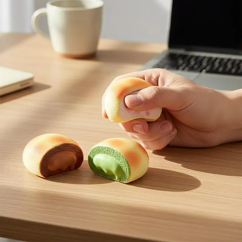 Squishy Slow Rising Cream Choux Fidget Toys Fluffy Soft Squeeze Antistress Toy for Adult Commute Anxiety Relief Portable