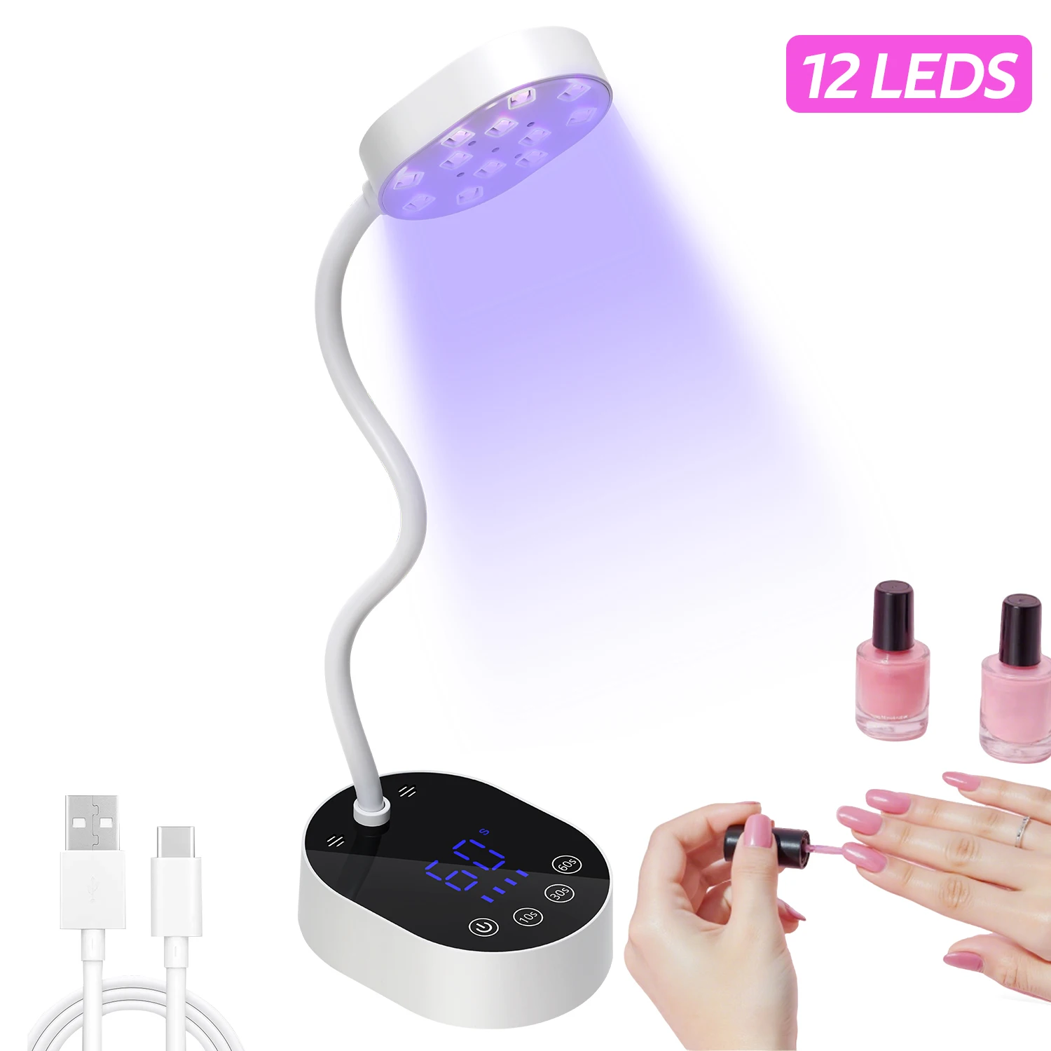 DianaBeauty UV Led Nail Lamp Rechargeable 36W Nail Dryer with 3 Timer Settings Professional UV Light with LCD Touch Screen