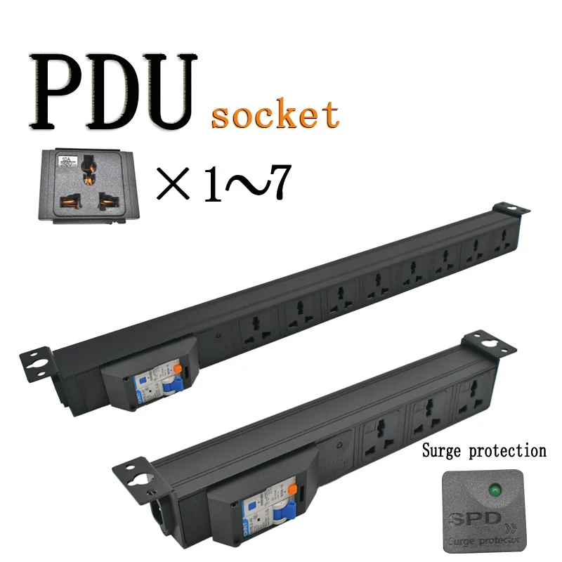 PDU power strip network cabinet rack 10A universal socket 16A Short circuit switch 1-7AC with Surge protection wireless socket