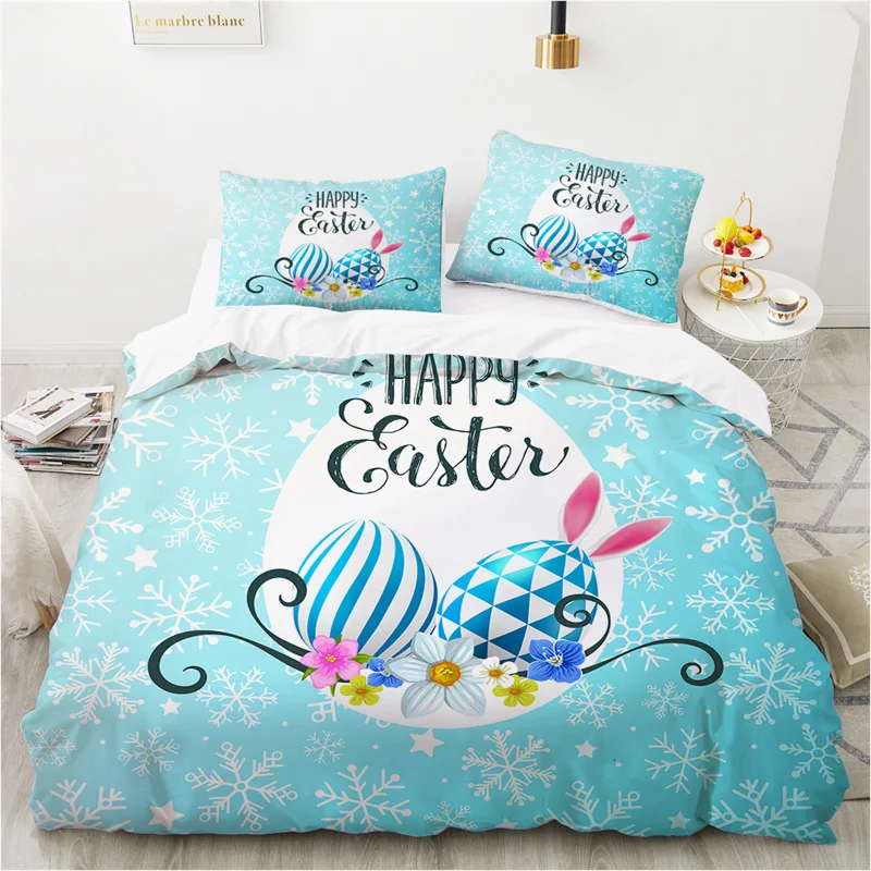 

Easter Eggs Bedding Set King Queen Size Cartoon Rabbit Duvet Cover With Pillowcase For Kids Adults As Greetings And Presents