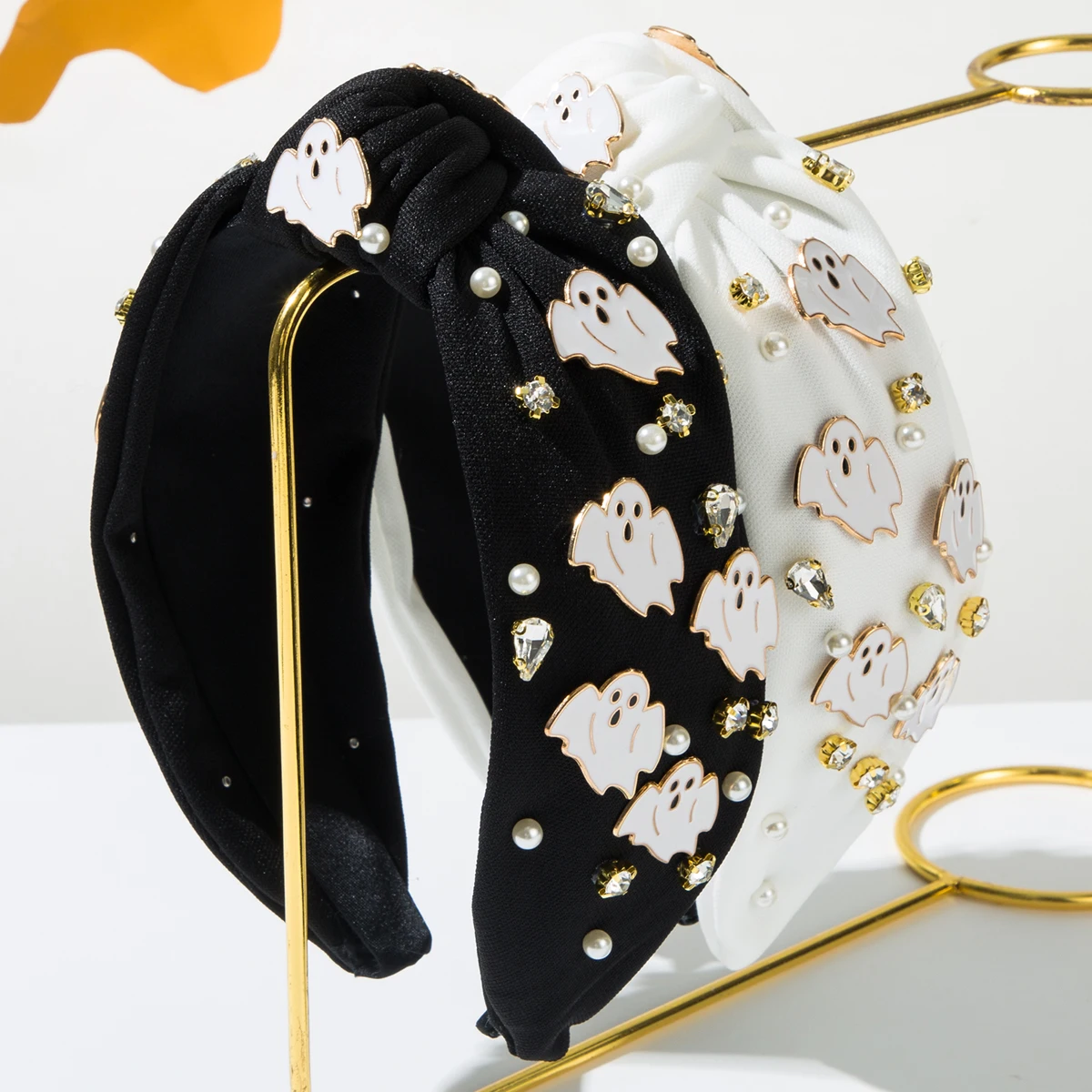 

Популярная креативная головная повязка на Хэллоуин черно-белые аксессуары в виде призраков Темный стиль индивидуальные аксессуары для волос