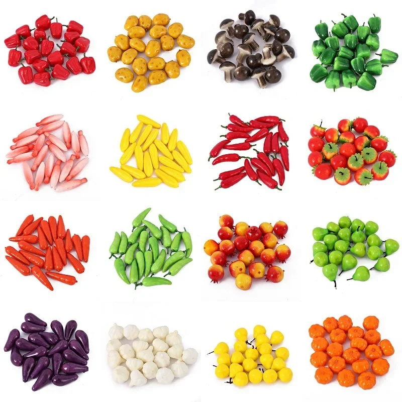 Mini artificial fruit and vegetables, 10PCs, foam simulation model, for teaching, photography props, party decoration