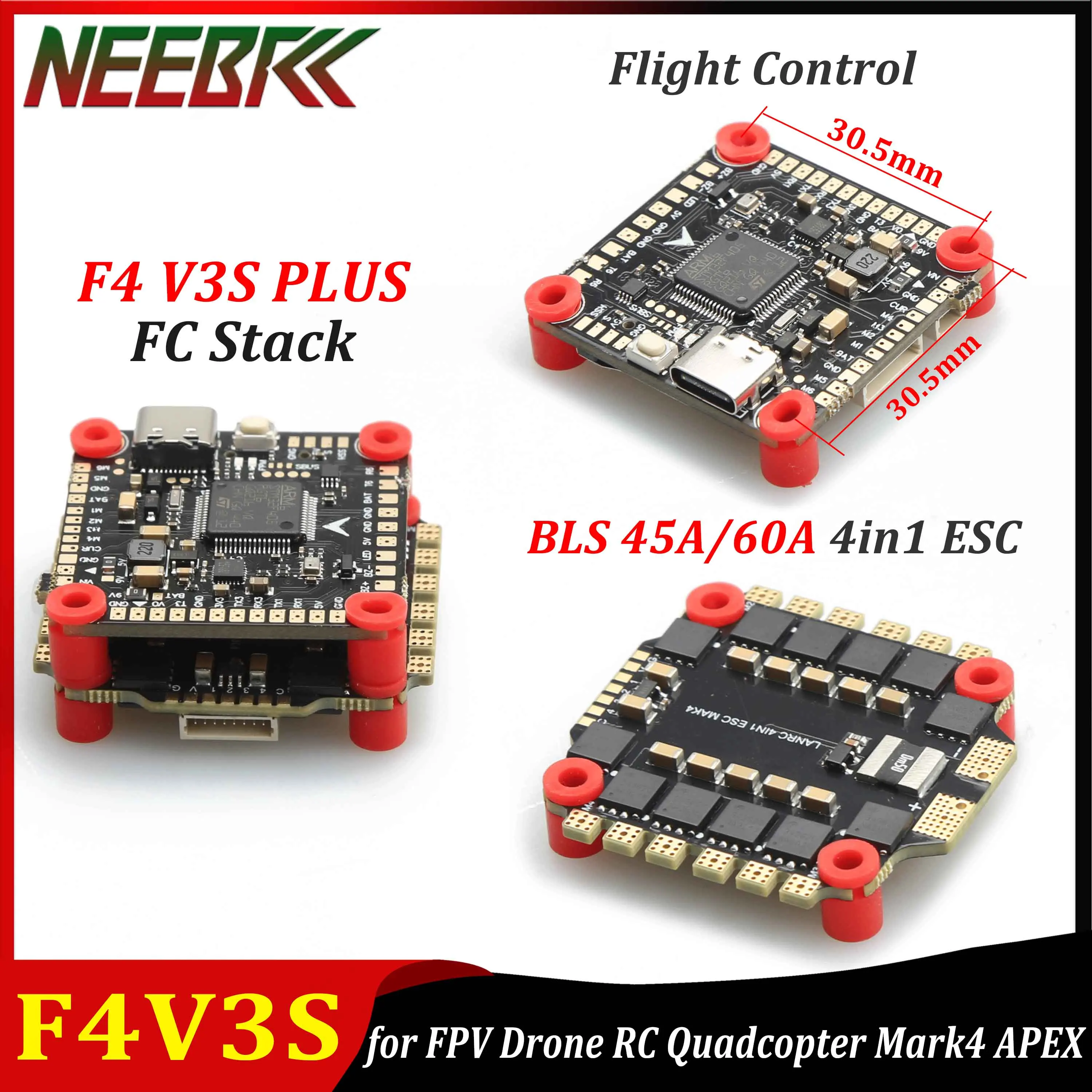 

F4V3S F4 V3S PLUS Управление полетом FC Stack 30,5x30,5 мм BLS 45A 60A 4in1 Бесщеточный ESC для FPV Drone RC Quadcopter Mark4 APEX