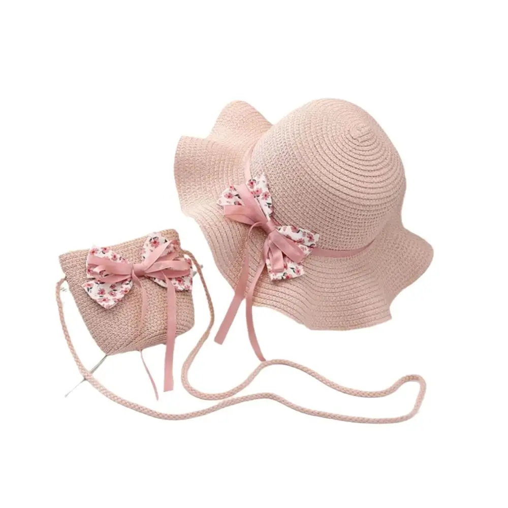 Kids Girls Summer Sun Hat Straw Hat Bag Fashion Children Sunscreen For Girls Cool Hat Handbag Cute Breathable Baby Accessories