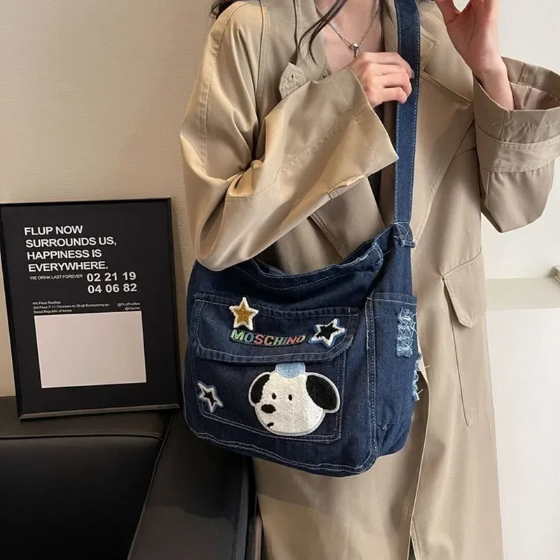 

Snoopy Cute Girl Cowboy Messenger Bag Female Large Capacity Postman Canvas Cross body Shoulder Bag Student Casual Schoolbag