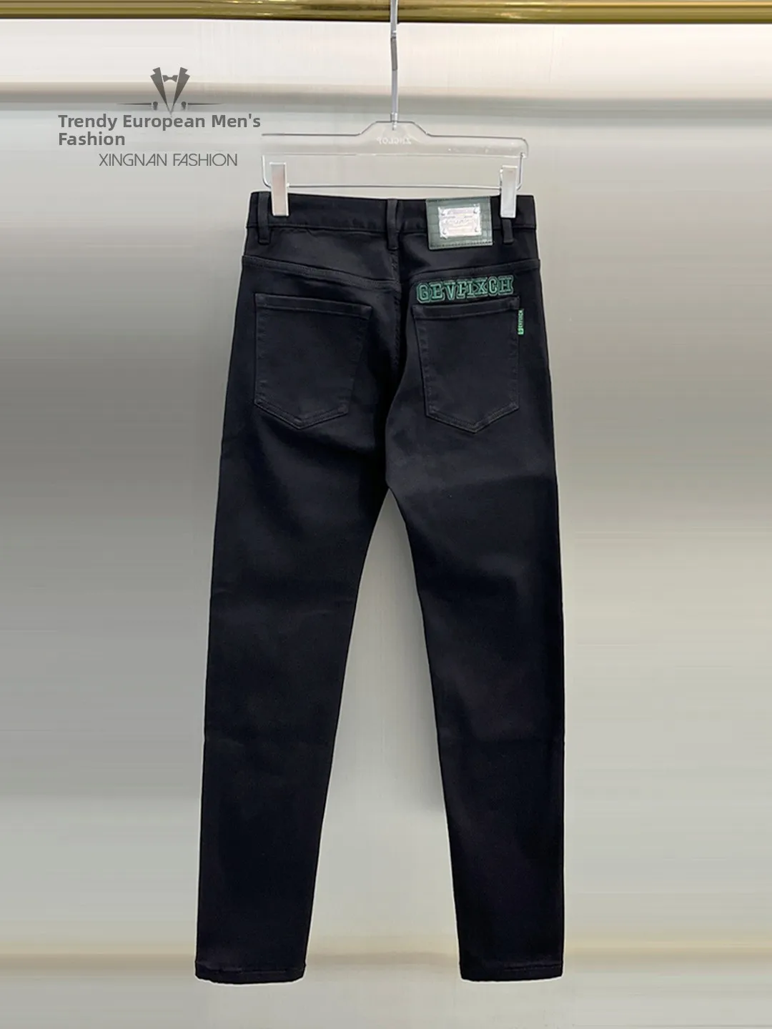 

Men's Fce Lined Skinny Jeans Color Simple Busin Warm Winter Denim Pants mid Waist Zipper Closure Casual Straight Leg