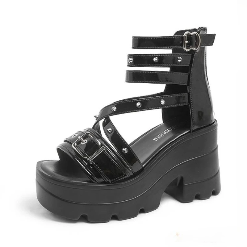 10cm Fashion Summer Women Rome Sandals New Arrival Ladies Leather Wedges Heels Female Outdoor Casual Platform Sandal Shoes 2024