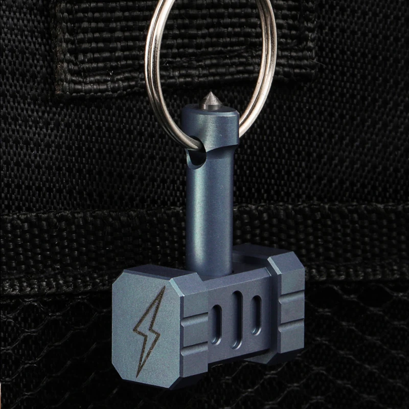 Portable Outdoor EDC Titanium Alloy Multifunctional Mini Hammer Necklace Defense Window Breaking Emergency Tool