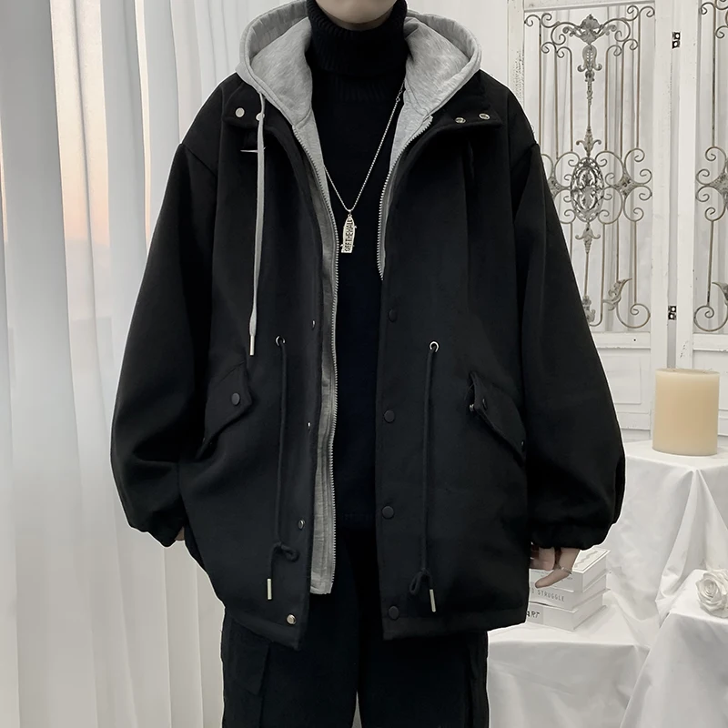 Winter Oversize American Style Hooded Thickened Cotton Jacket Men's Trendy Brand INS Hong Kong Style Couple's Cotton Coat