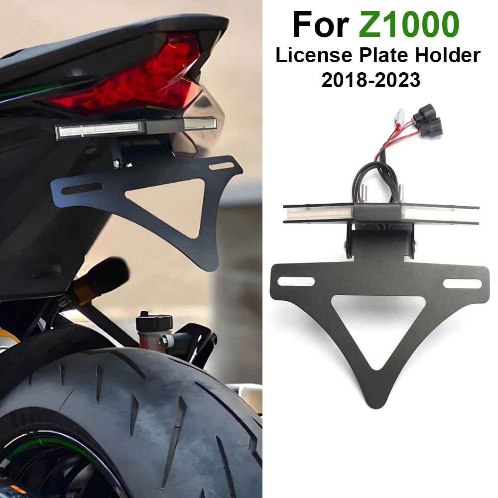 

﻿ Motorcycle License Plate Holder Integrated Tidy Tail Bracket LED Turn Signal For Kawasaki Z1000 Z1000 2018-2023