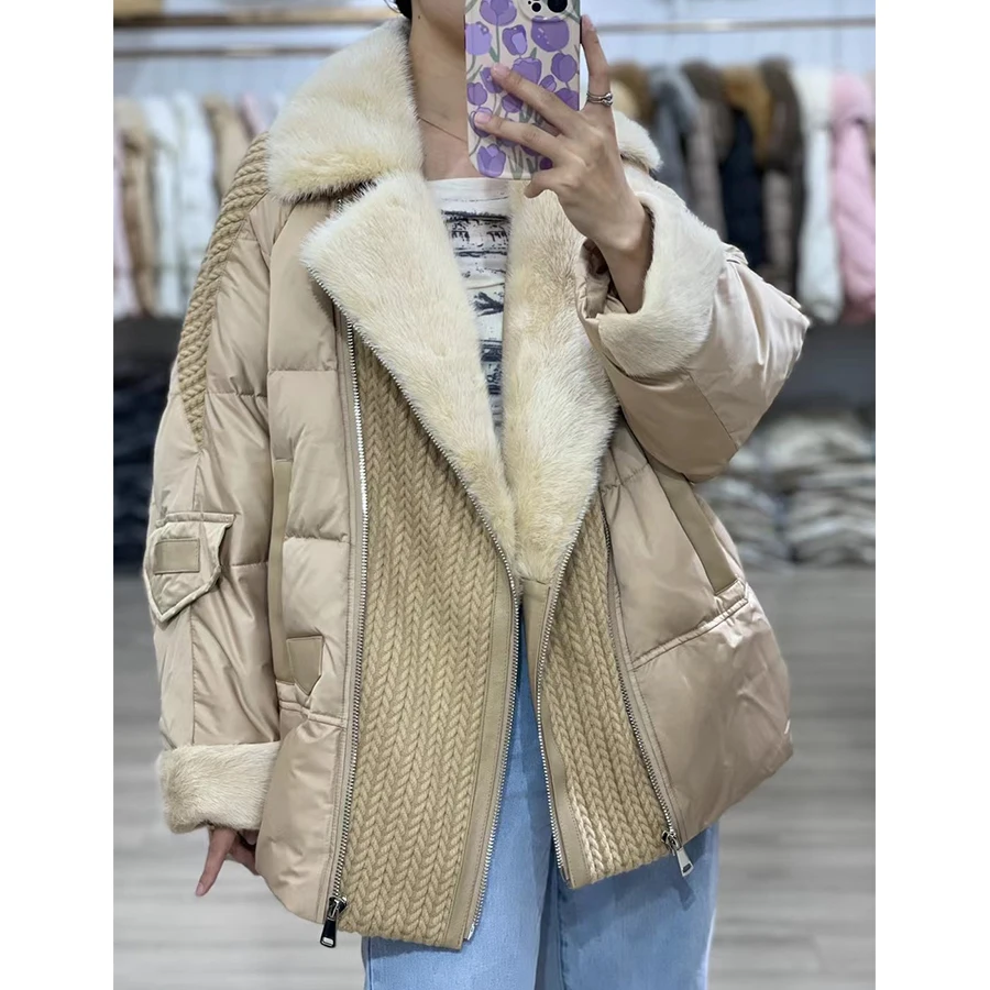 Cnegovik Parka With Natural Fur For Women Down Jackets Real Fur Coat Women Luxury Real Mink Fur Jacket Best Selling Styles