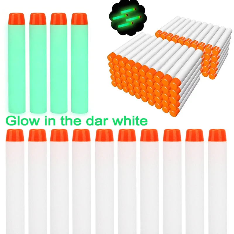 

PL6 White Glow In The Dark Soft Refill Darts Round Head Bullets for Outdoor Shooting Game Toy Gun Accessories