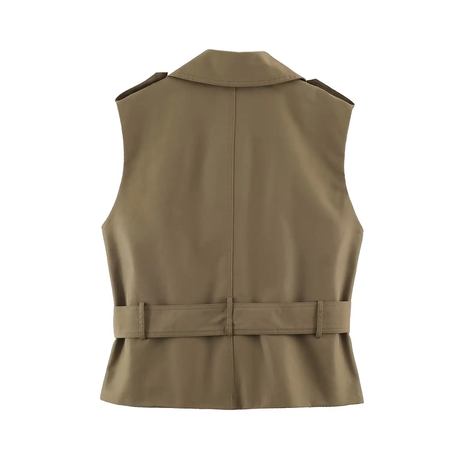 KONDALA Women Commute High Street Belt Vest Double-Breasted Sleeveless Jacket Vest 2026 Summer Trendy Elegant Leisure Lady Vest