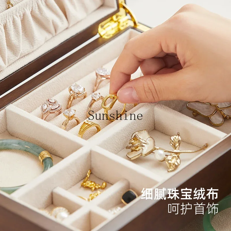 Solid wood large-capacity jewelry storage box, high-end exquisite antioxidant drawer jewelry box