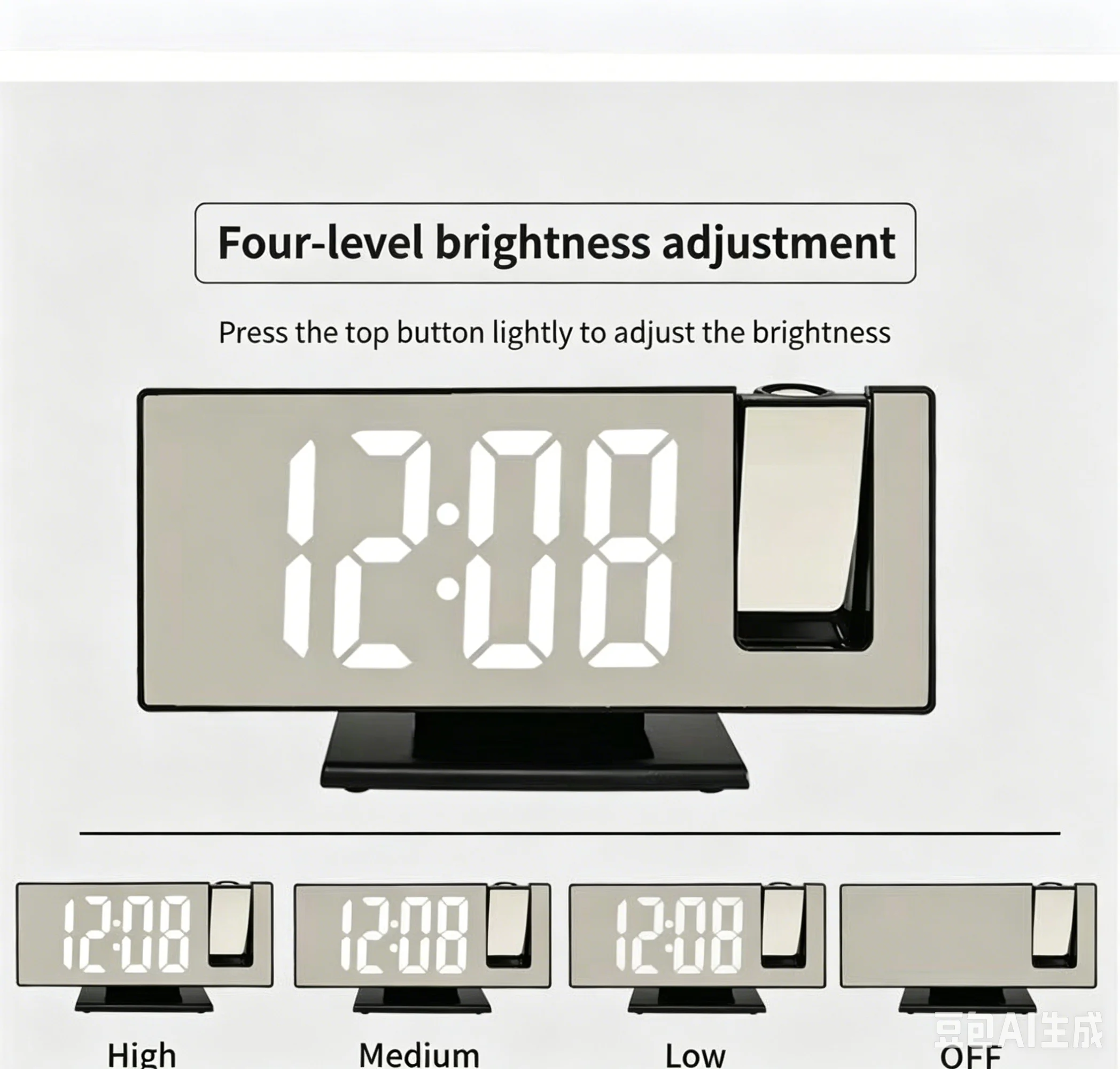 Hot Sale 180° Adjustable Arm Projection Alarm Clock USB Powered LED Digital Clock Time Temperature Snooze 12/24H Bedroom Desk Cl