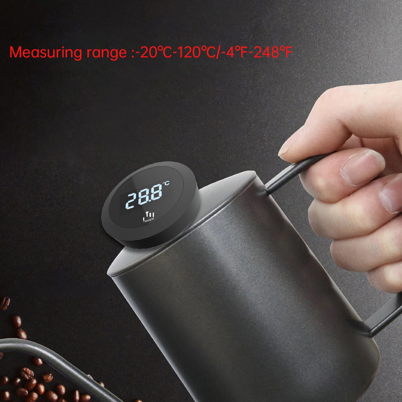 0 to100℃ Touch screen Dial Thermometer for Coffee Pot Milk Frothing Jug Professional Cafe KitchenTemperature Measuring