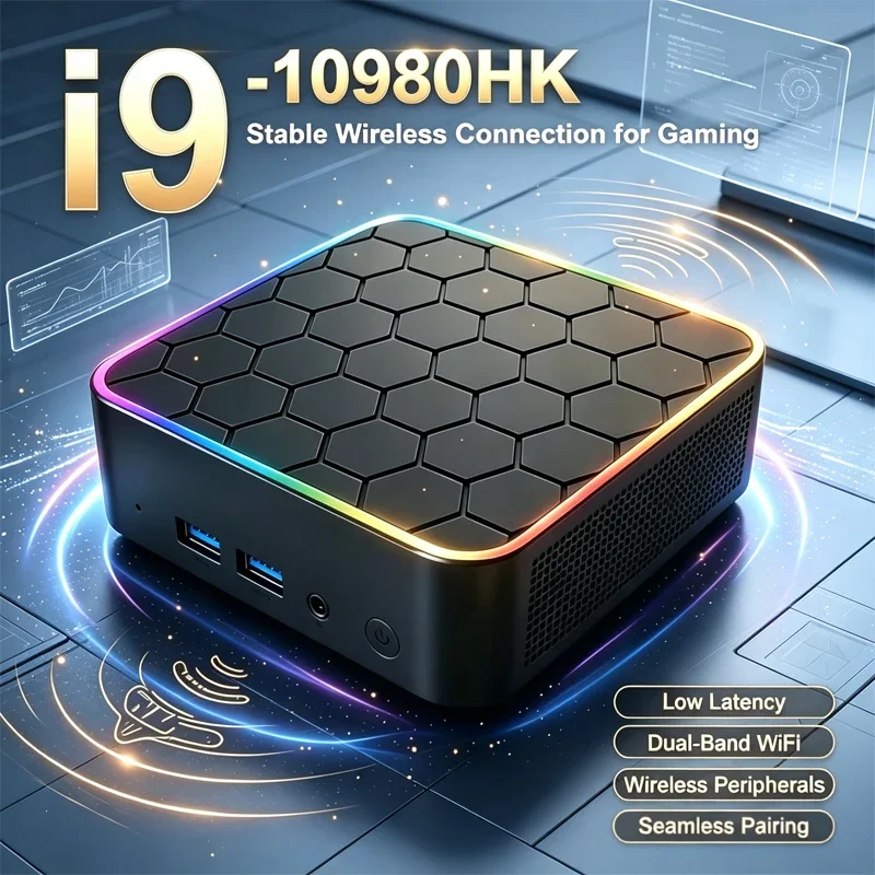 High Performance Mini PC Intel I9-10980HK Windows 11 Pro 32GB RAM 1TB SSD WiFi6 For Business Office Graphic Design Workstation