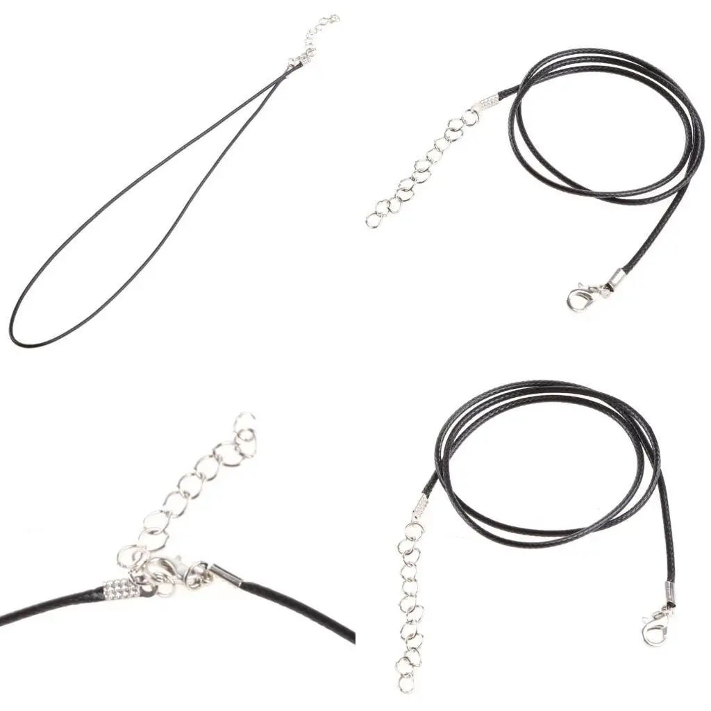 

P9FE Lightweight Black Necklace Rope Cord Rubber with Lobster Clasp Convenient to Wear 18'' Clasp Chain DIY Jewelry Making