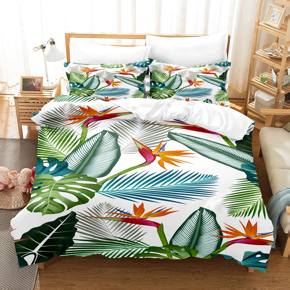 

Nordic style Bedding Set Single Twin Full Queen King Size Leaf forest Bed Set Aldult Kid Bedroom Duvetcover Sets 3D Anime 035