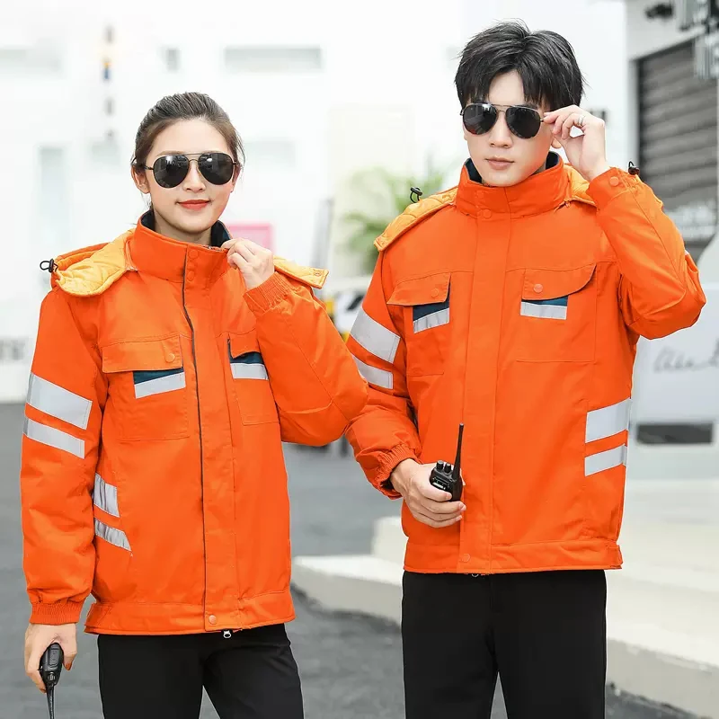 Reflective Safety Winter Jacket for Men Winter Work Clothes with Detachable Linner