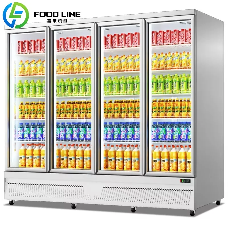 Best Quality Four Door Fridge Freezer Plug-in Fan Cooling Refrigerated Cabinet for Factory Showrooms