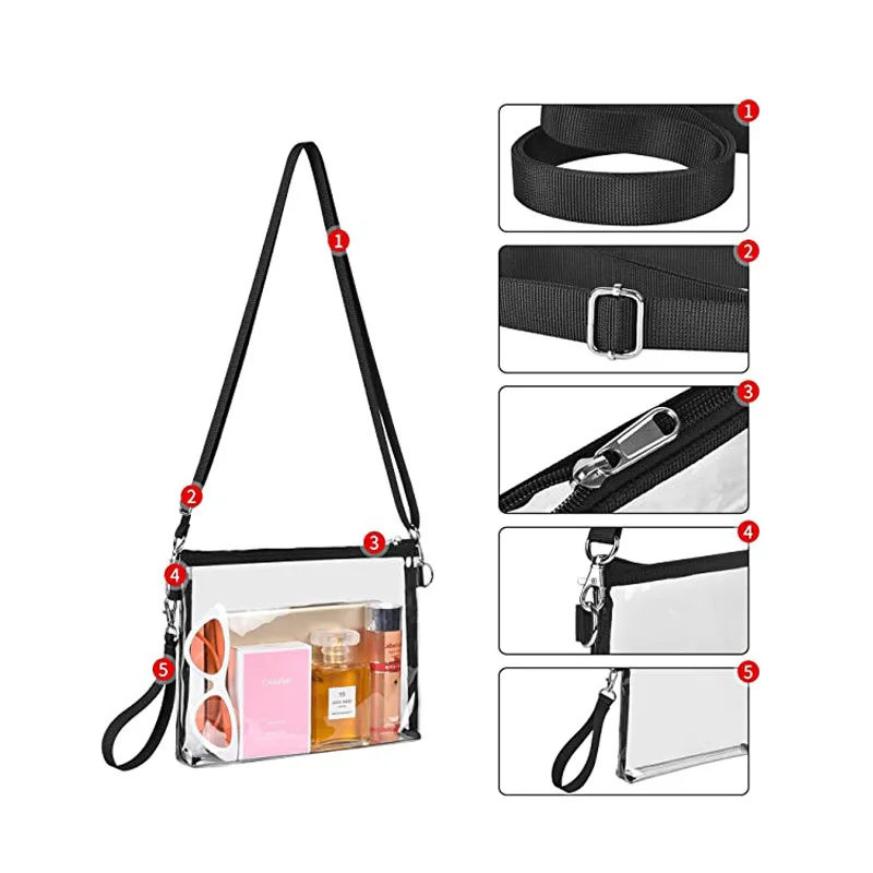 Transparent PVC crossbody bag waterproof beach storage bag sports bag portable handheld cross-border coin purse