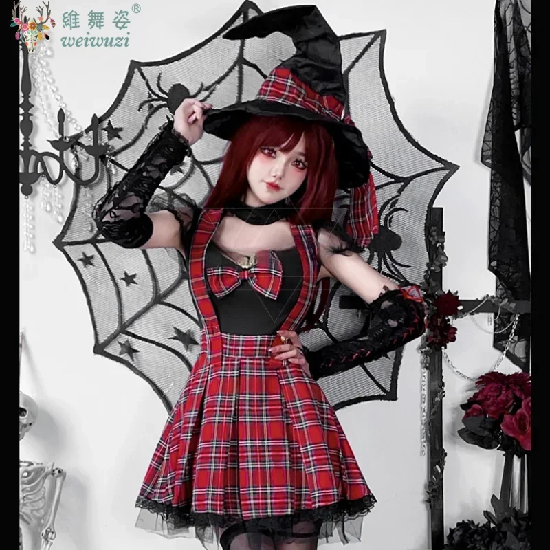 

European and American Gothic Subculture Halloween Spice Girls Red and Black Punk Skirt Y2K Plaid Rock Girl Performance Costume