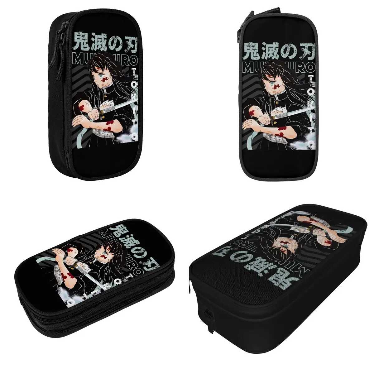 Imagem -02 - Muichiro Tokitoo Demoned Slayered Pencil Case Classic Pen Bags Grande Armazenamento Material Escolar Zipper Pencilcases Meninas e Meninos