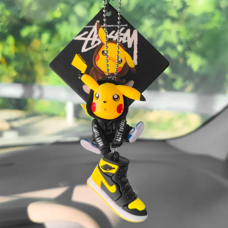 Pokemon Pikachu Car Perfume Aromatherapy Pokemon Mirror Pendant Car Interior Rear-view Toys Kawaii Car Interior Decoration Gifts