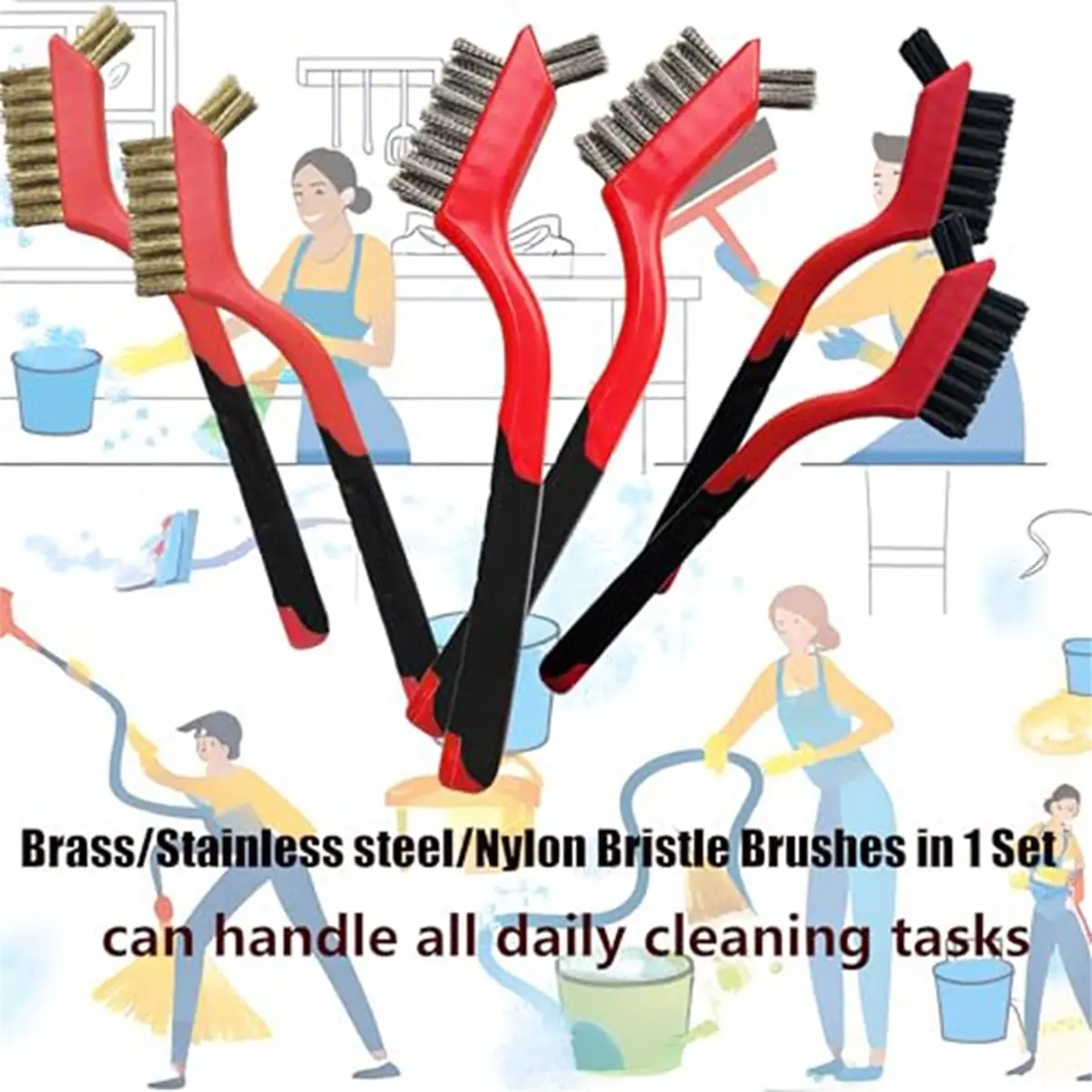 2026 New Tool Small Wire Brush Set for Cleaning and Removing Rust From Holes, Contains 6 Brushes.