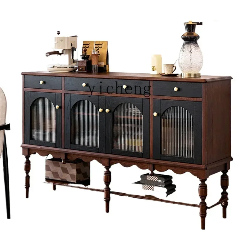 

GZ-i6.3 retro solid wood kitchen dining side partition cabinet living room entrance locker storage light luxury side cabinet