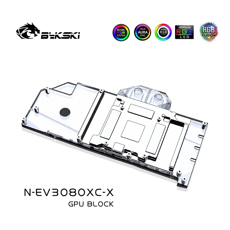 Водяной блок Bykski N-EV3080XC-X для EVGA GeForce RTX 3080 XC3, черный игровой графический процессор/видеокарты/медный радиатор охлаждения RGB SYNC