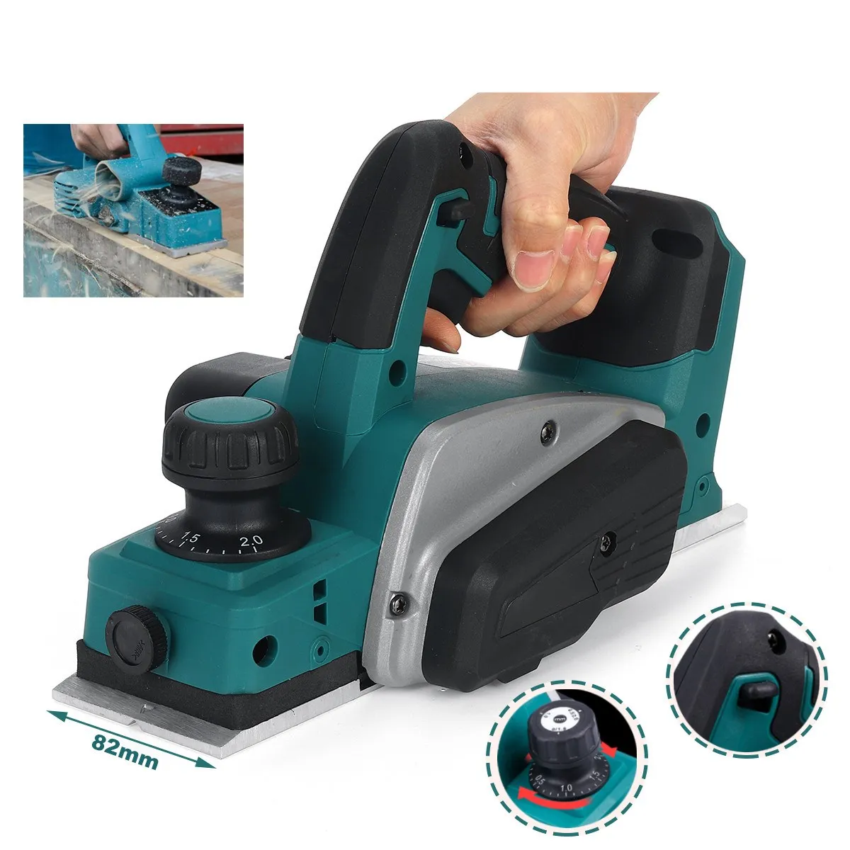 Drillpro 18V 15000r/min Cordless Electric Planer with Wrench Handheld Rechargeable for Makita 18V Battery Wood Cutting