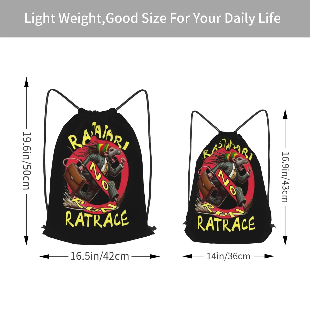 Rastafari No Run Rat Race - Rasta Sayings Backpacks Casual Drawstring Bags Sports Bag Book Bags for Man Woman School