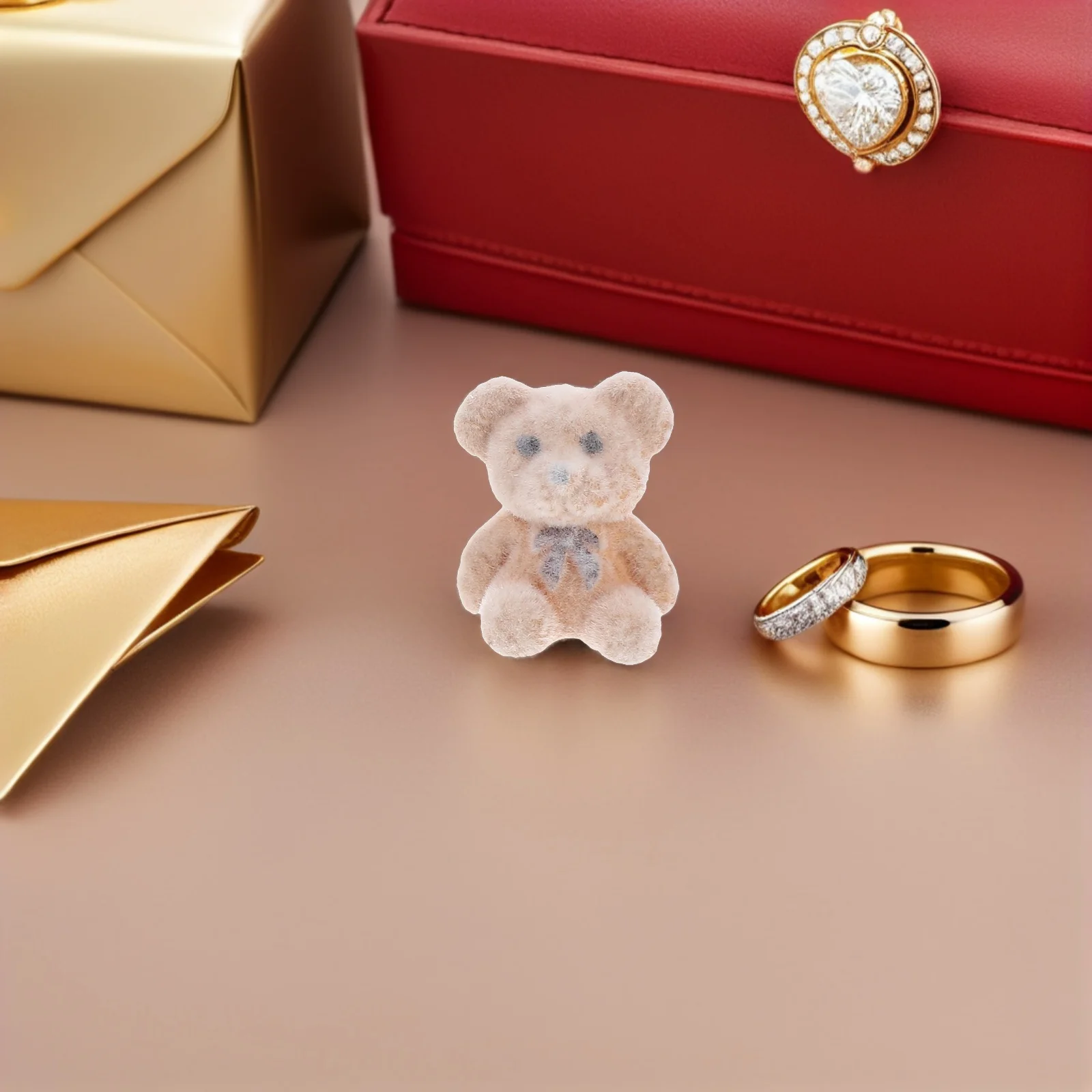 Mini oso flocado, bonito oso en miniatura, recuerdo de fiesta de Baby Shower, bolso pequeño de cumpleaños, regalo, Mini osos para Baby Shower, 15 Uds.