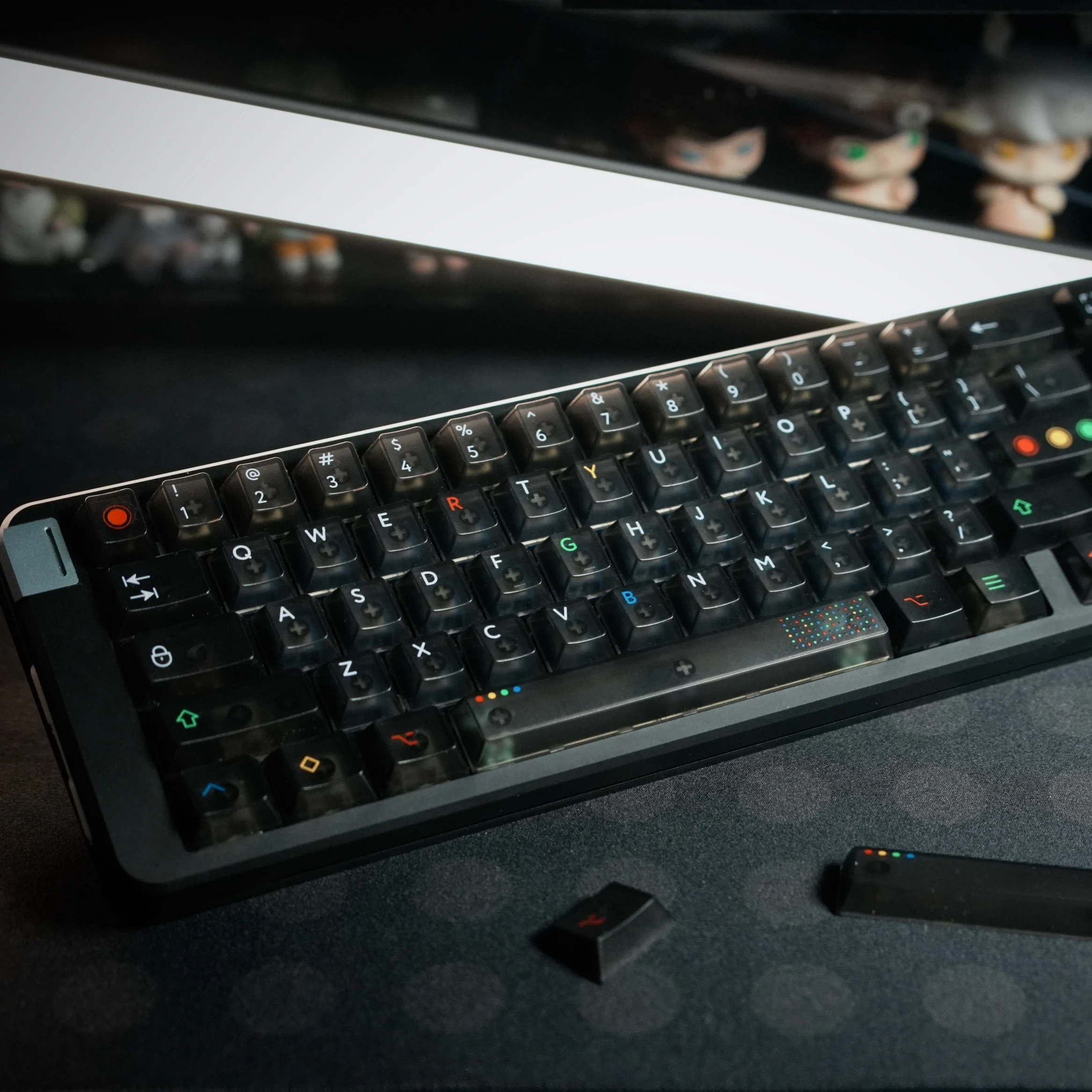 Aifei 122 Pieces Keycaps Black Light ABS UV Print Fog Transparent Cherry Height for Mechanical Keyboard Anne Pro 2 GK61