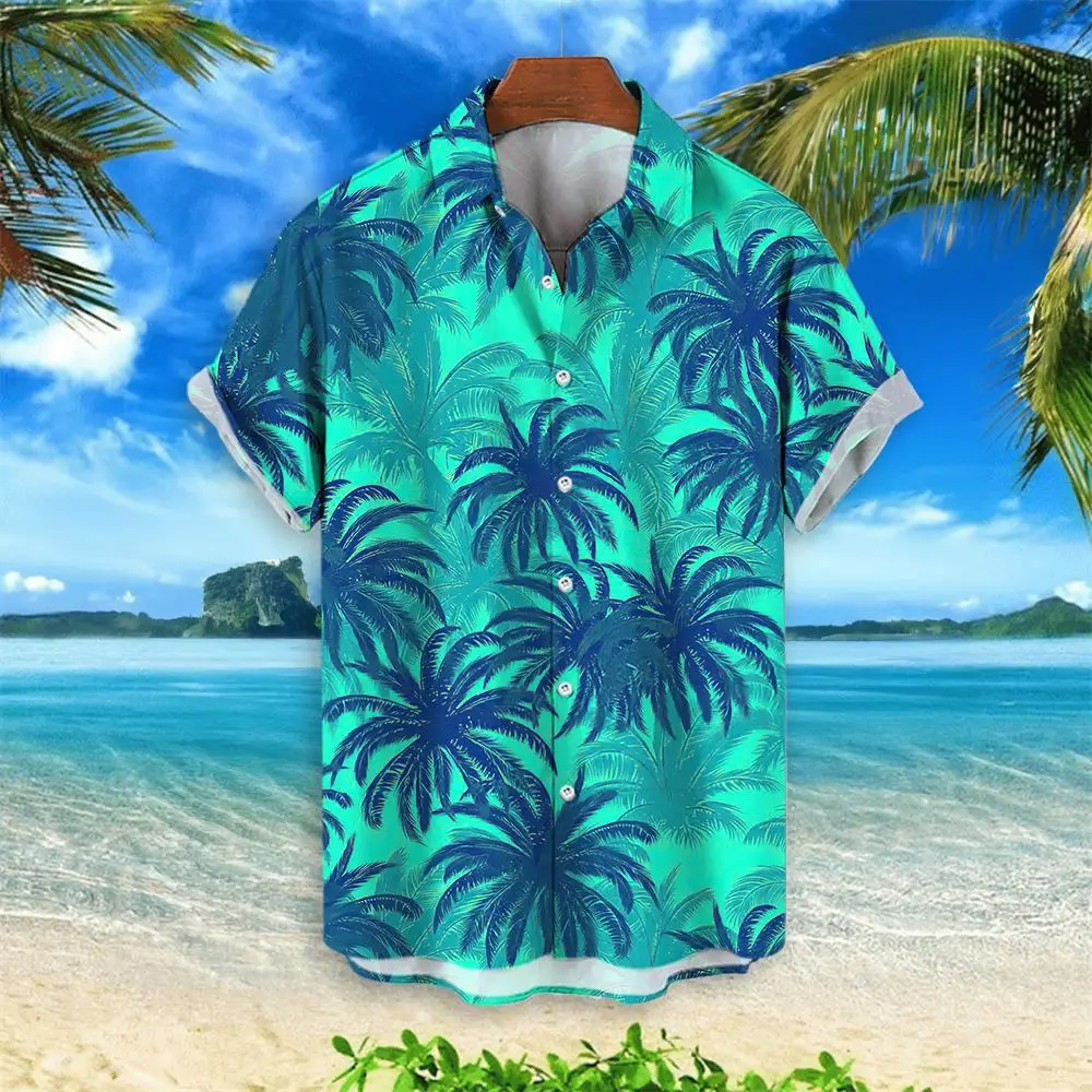 

Summer New Shirt Men's Casual Fashion Hawaiian Style 3D Digital Printed Short Sleeved Hawaiian Shirt Plus Size Men Clothing